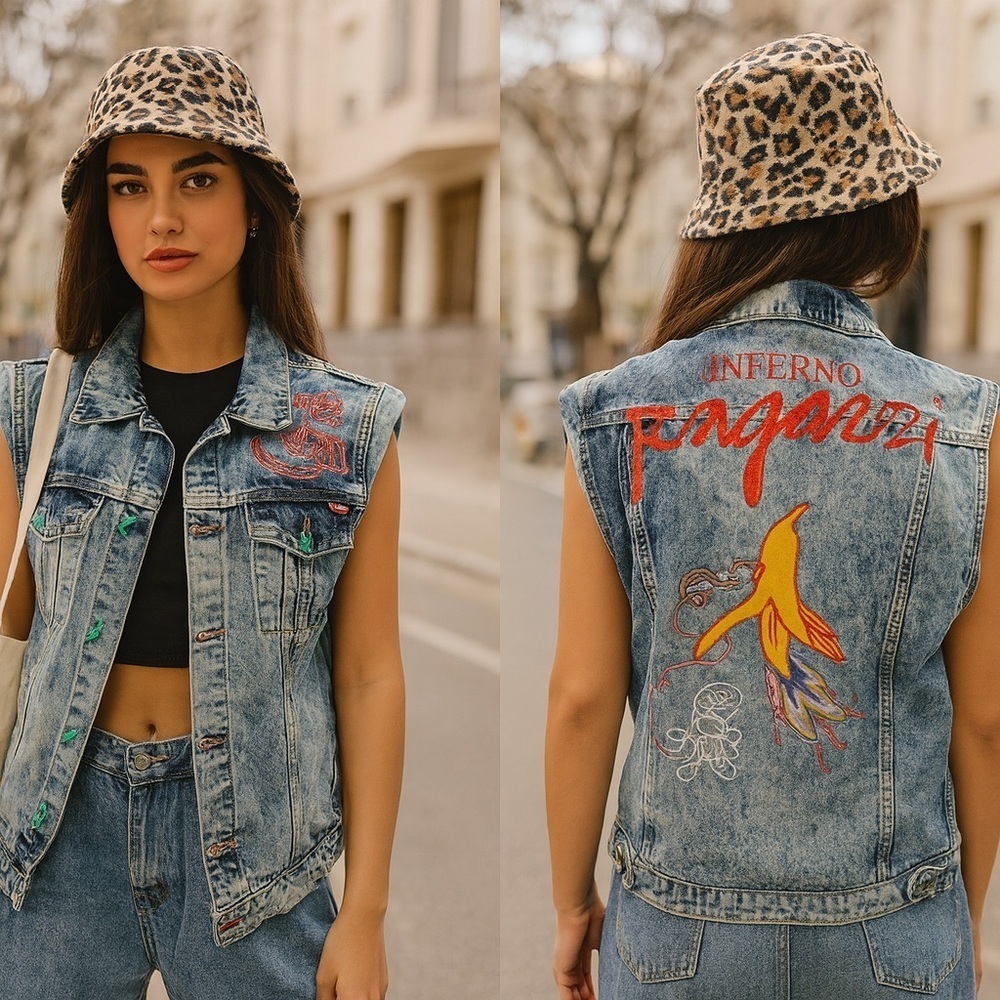 Inferno Ragazzi Retro Denim Bananas Vest